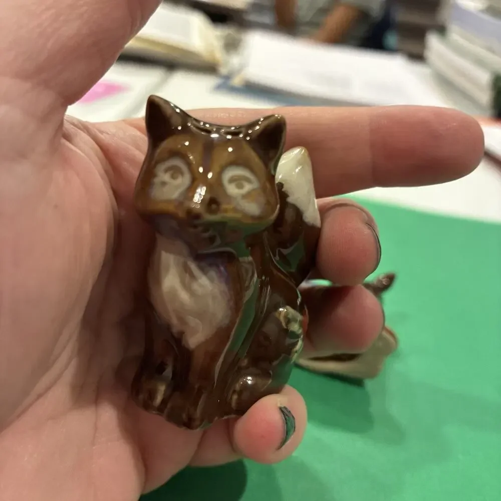 Deer And Fox Ceramic Salt And Pepper Shakers Fawn Whimsical Forest Animals Decor